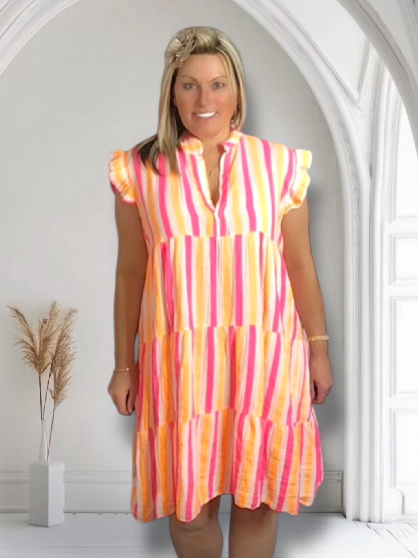 Jenny Neon Cheesecloth Smock Dress