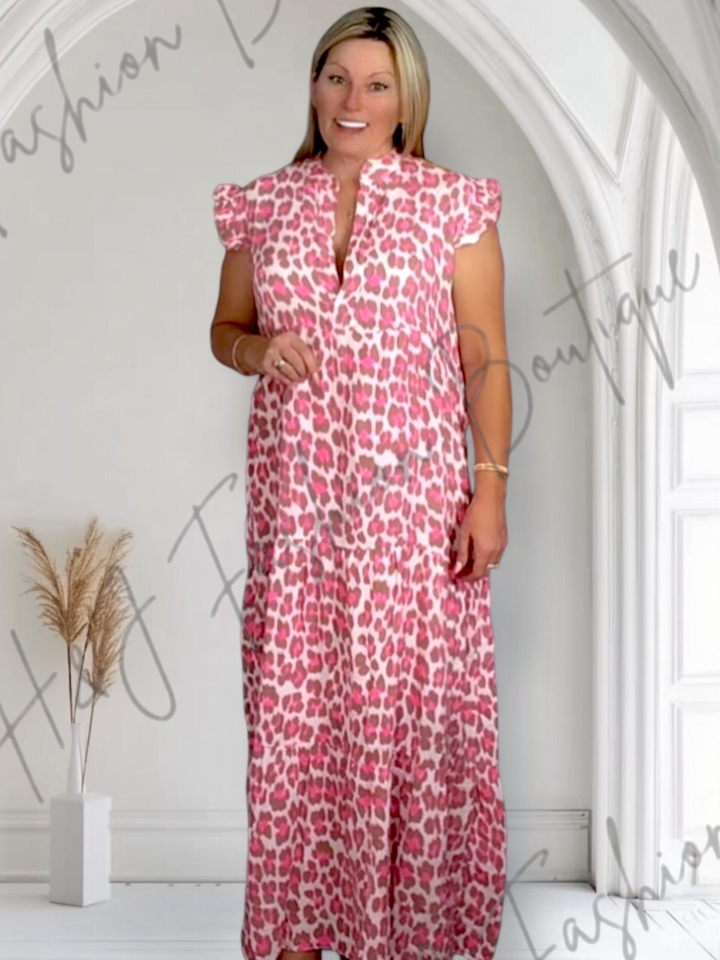 Kiki Cheesecloth Neon Smock Maxi Dress