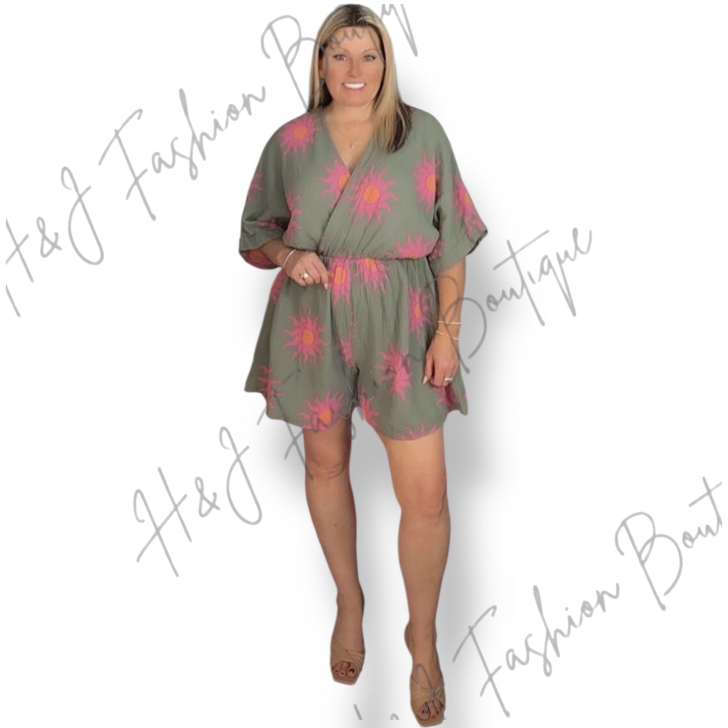 Allie. Cheesecloth Neon Sun Playsuit