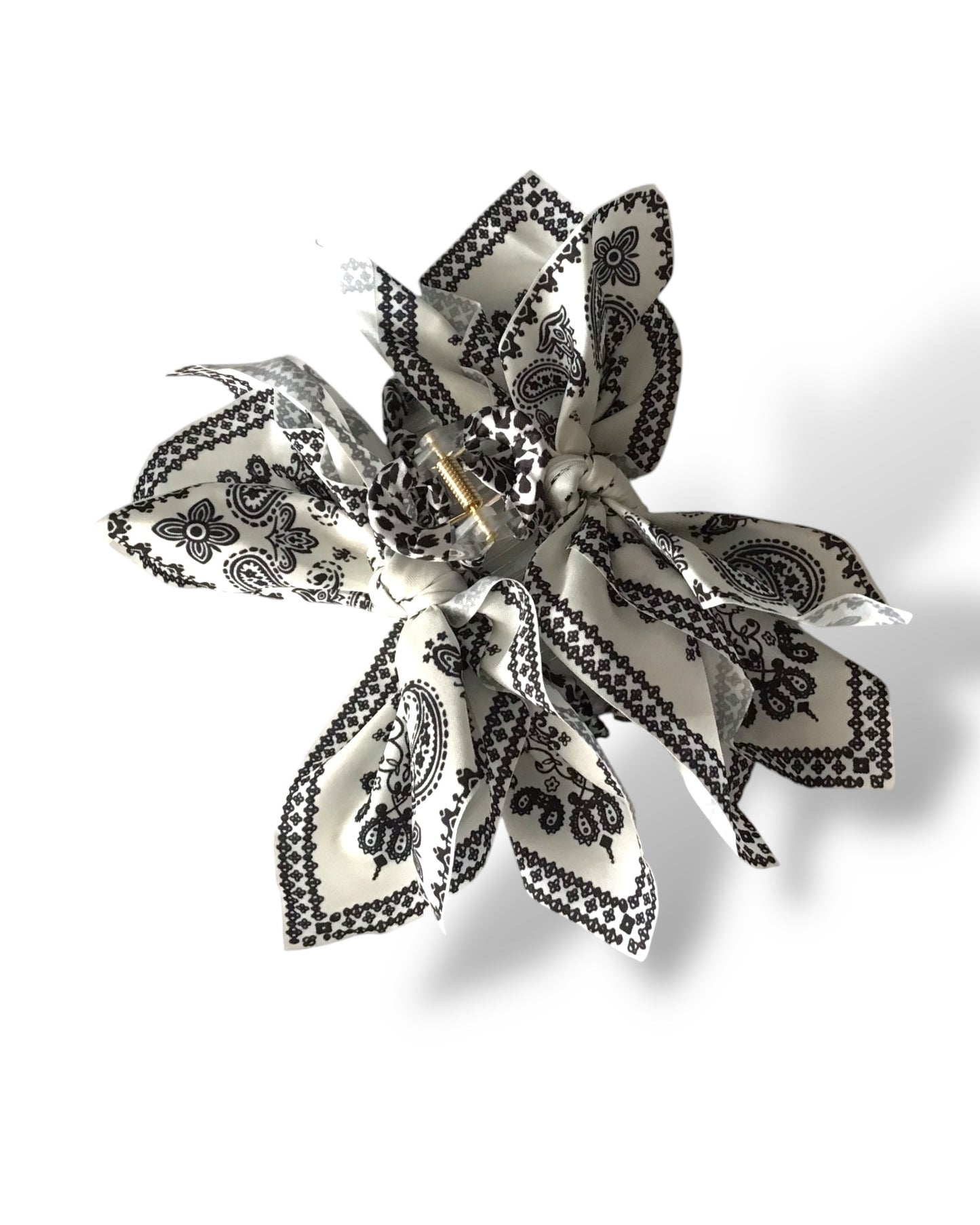 Genevieve Paisley Print Bow Hair Clip. Large.