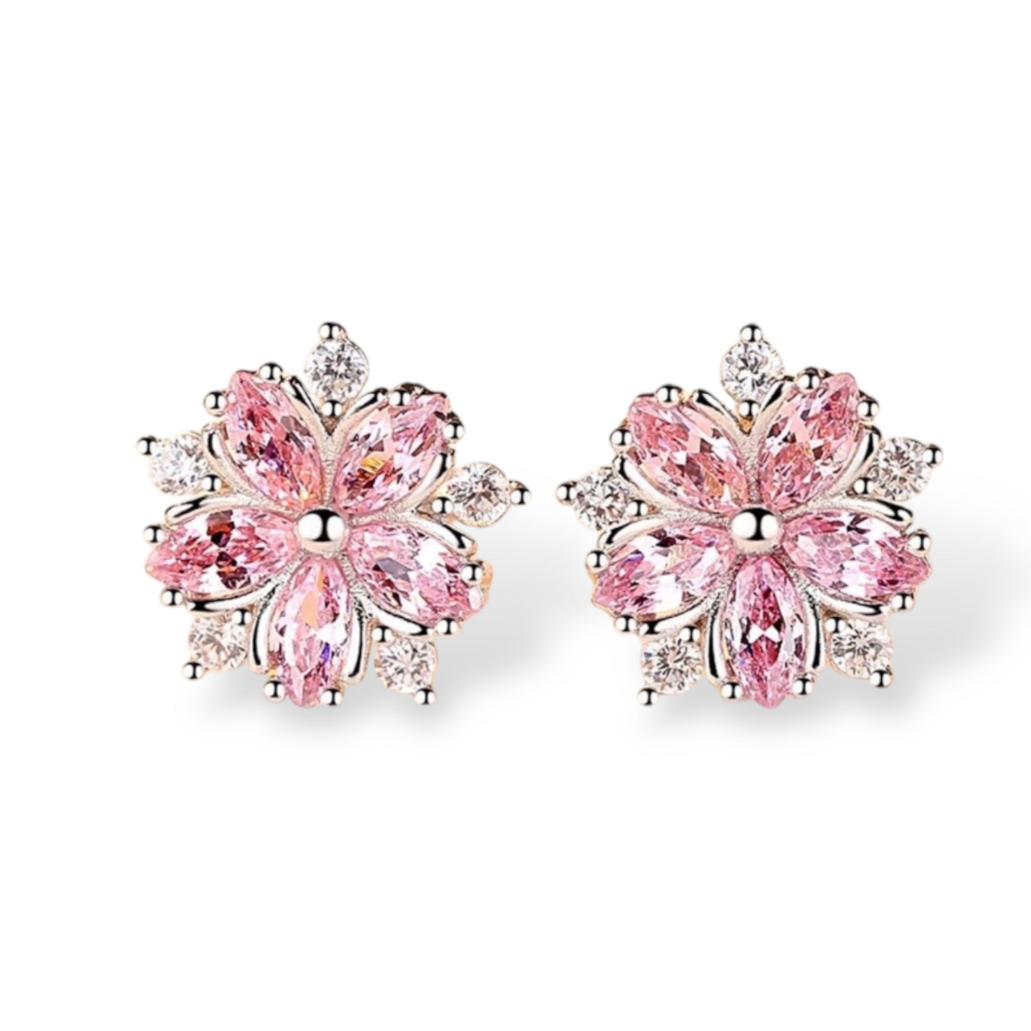 Pink Flower Stud Earrings
