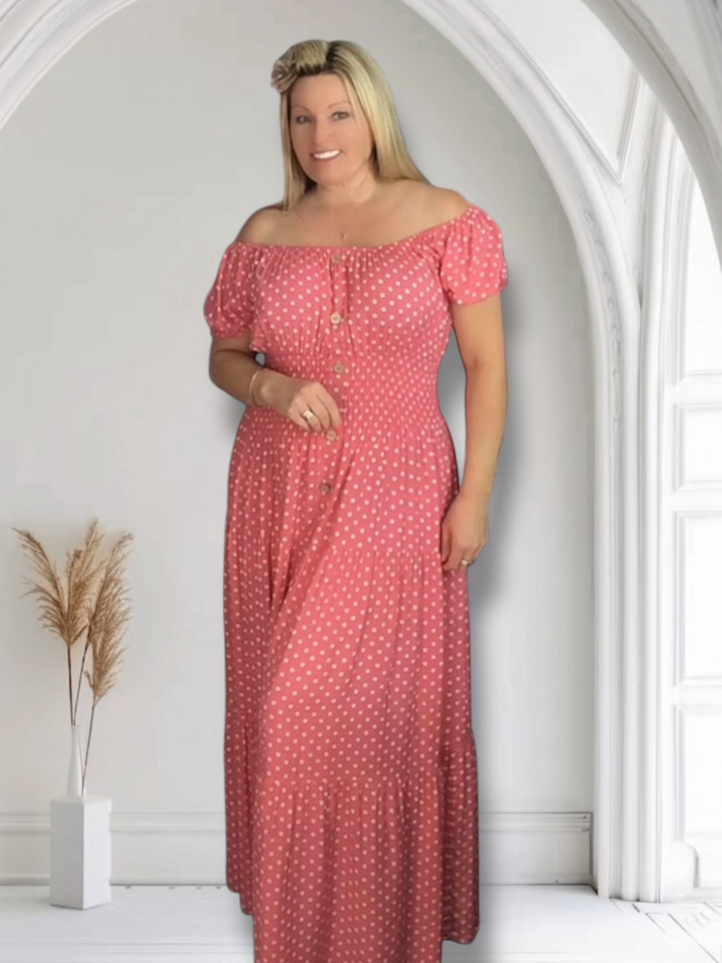 MERVYN. Smocked Waist Floral Magic Maxi Dress