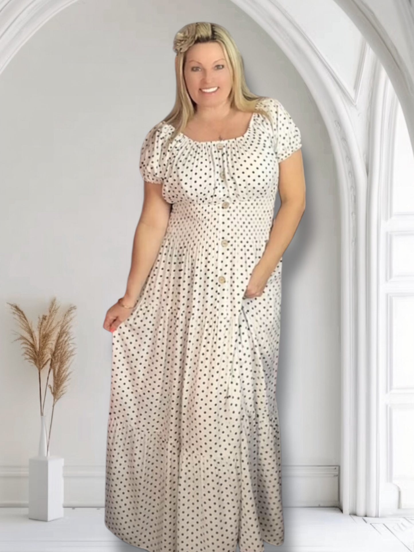 MERVYN. Smocked Waist Floral Magic Maxi Dress