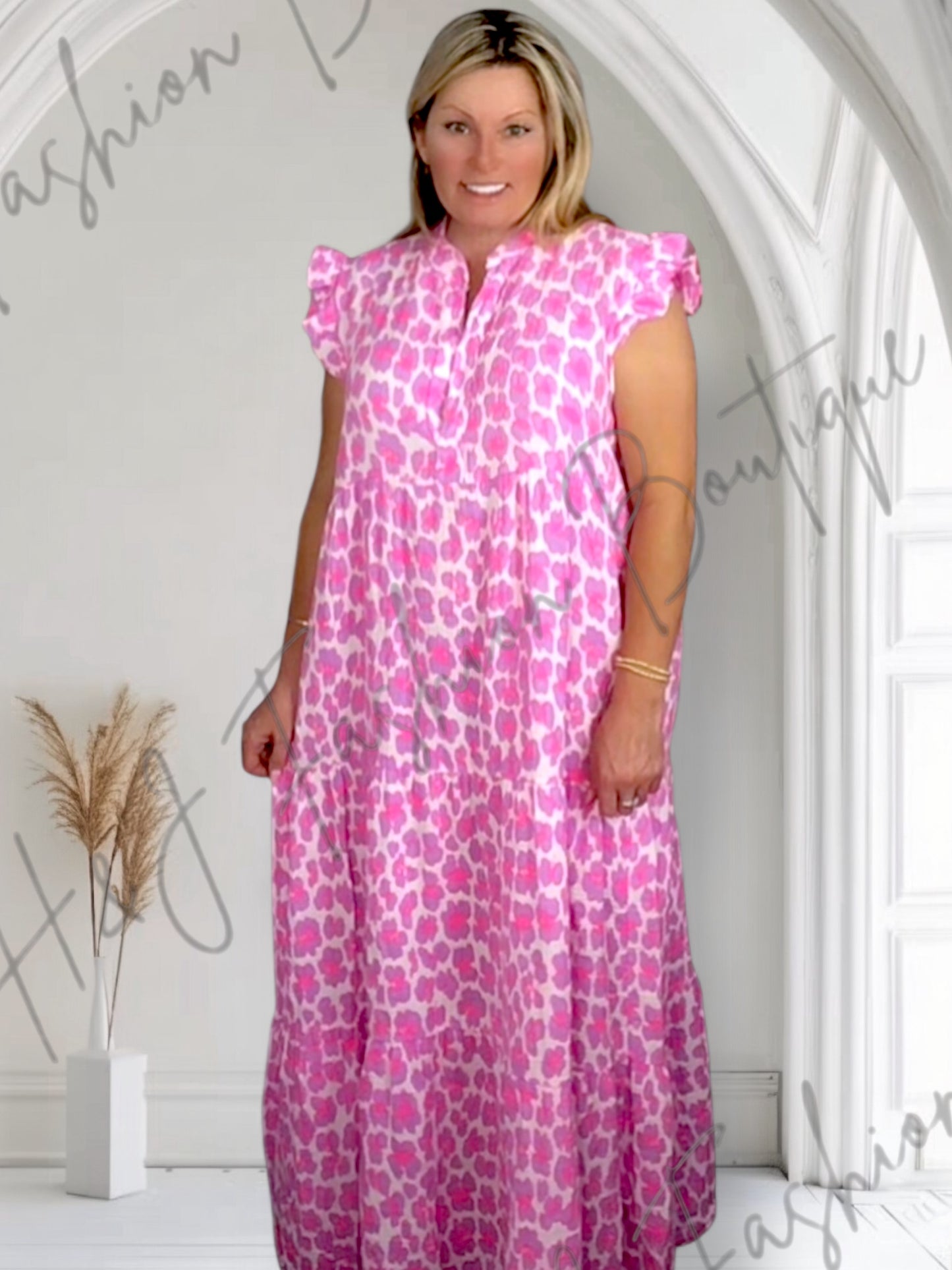 Kiki Cheesecloth Neon Smock Maxi Dress