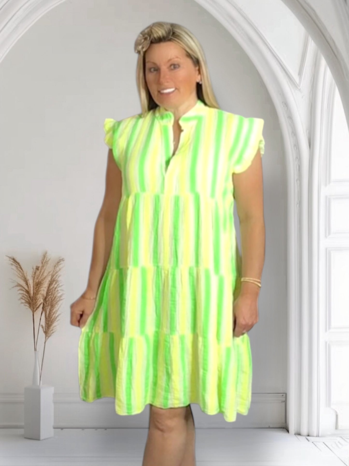 Jenny Neon Cheesecloth Smock Dress