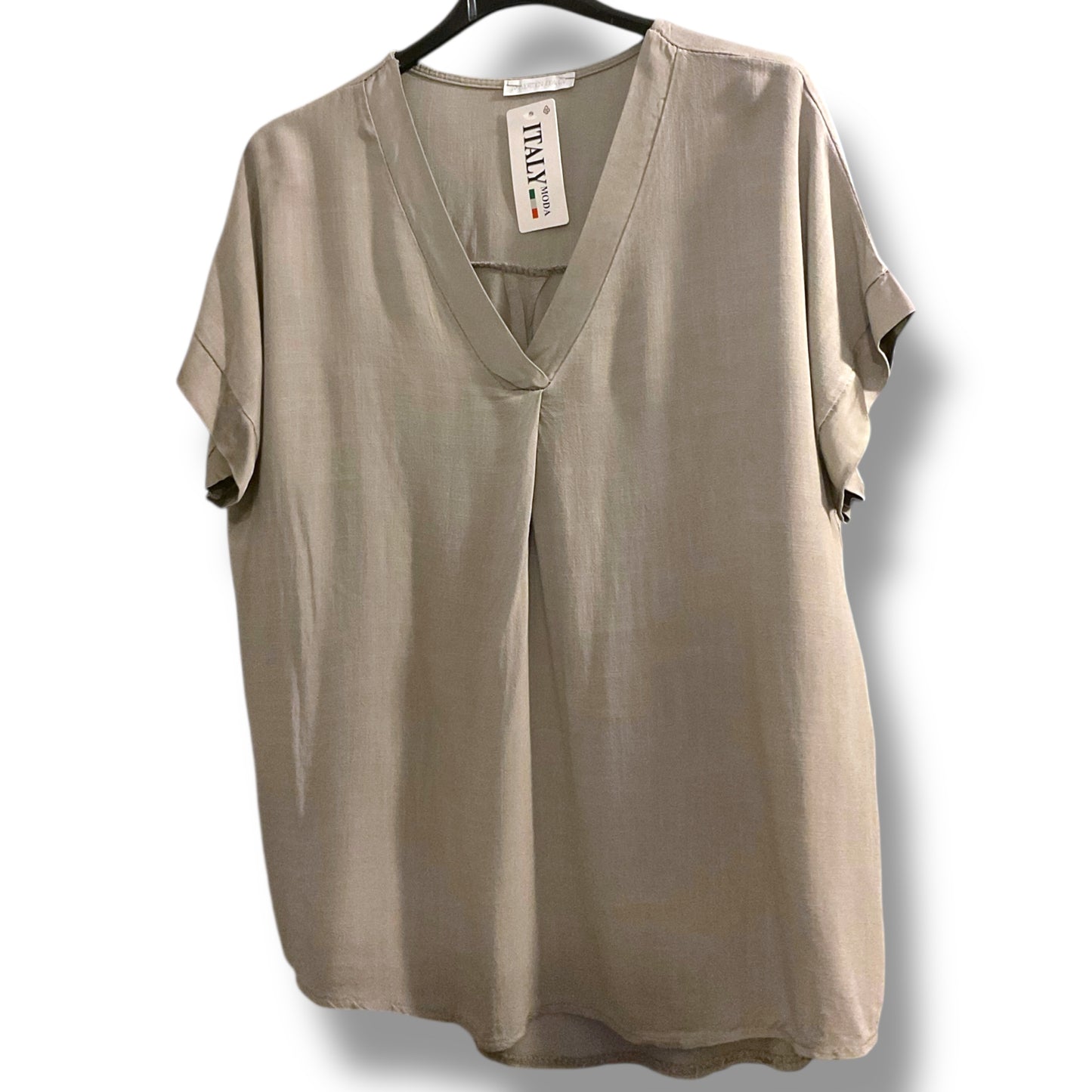V-Neck Top with Satin Trim