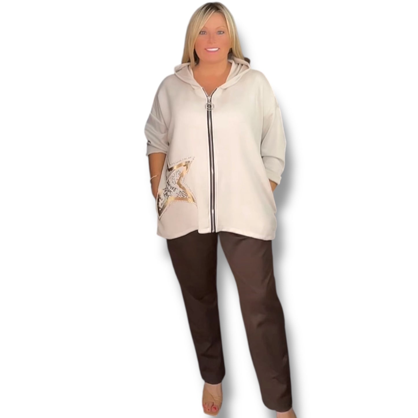 Ollie. Golden Star Hoodie With zip Front