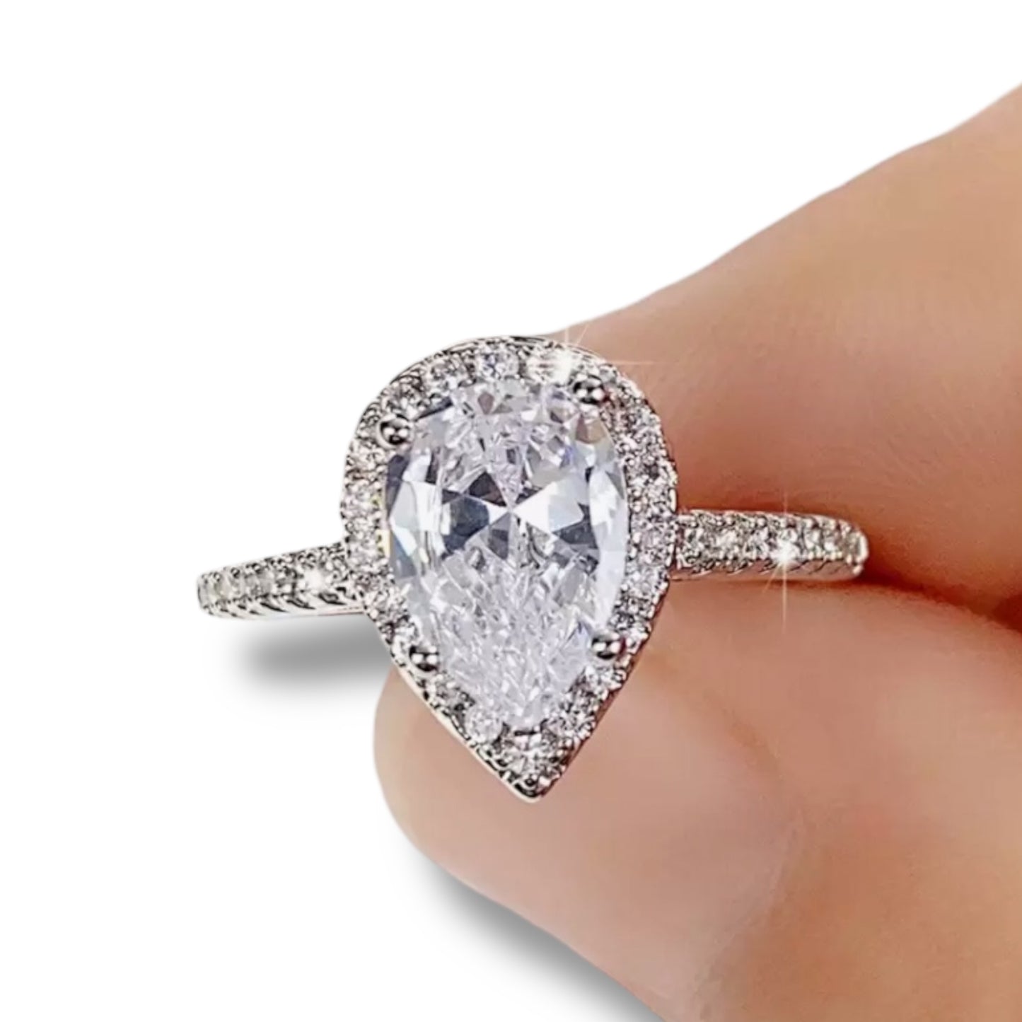 Pear Cubic Zirconia Ring ( Pink or Clear )