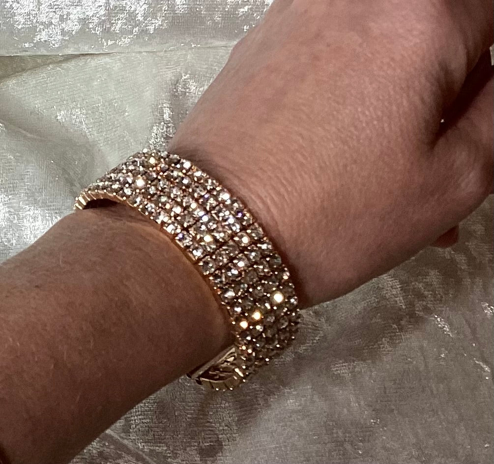 Crystal Rose. Sparkling Rose Gold Coloured Cuff