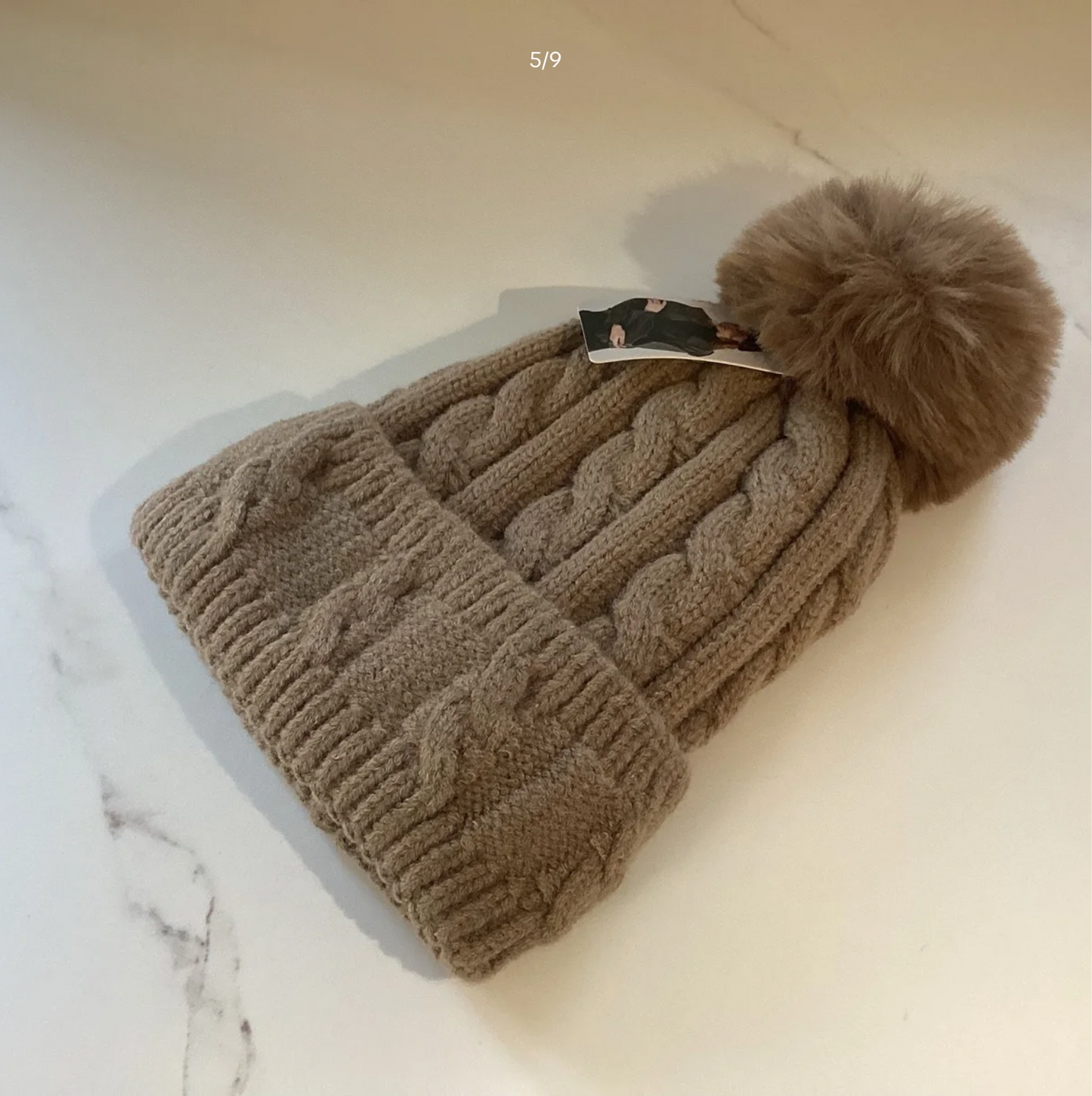 Woolly PomPom Cable-Knit Fleece Lined Hat. (Aster)