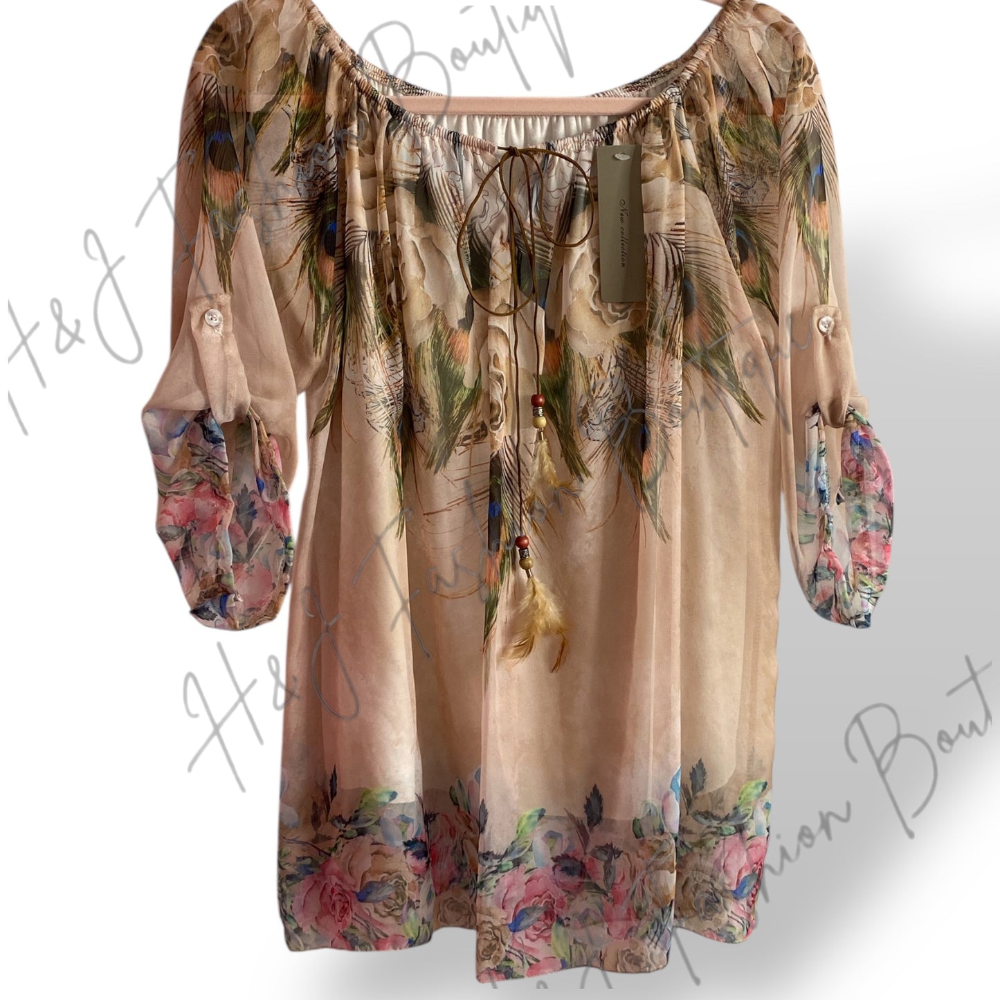 Josie. Peacock Chiffon Top