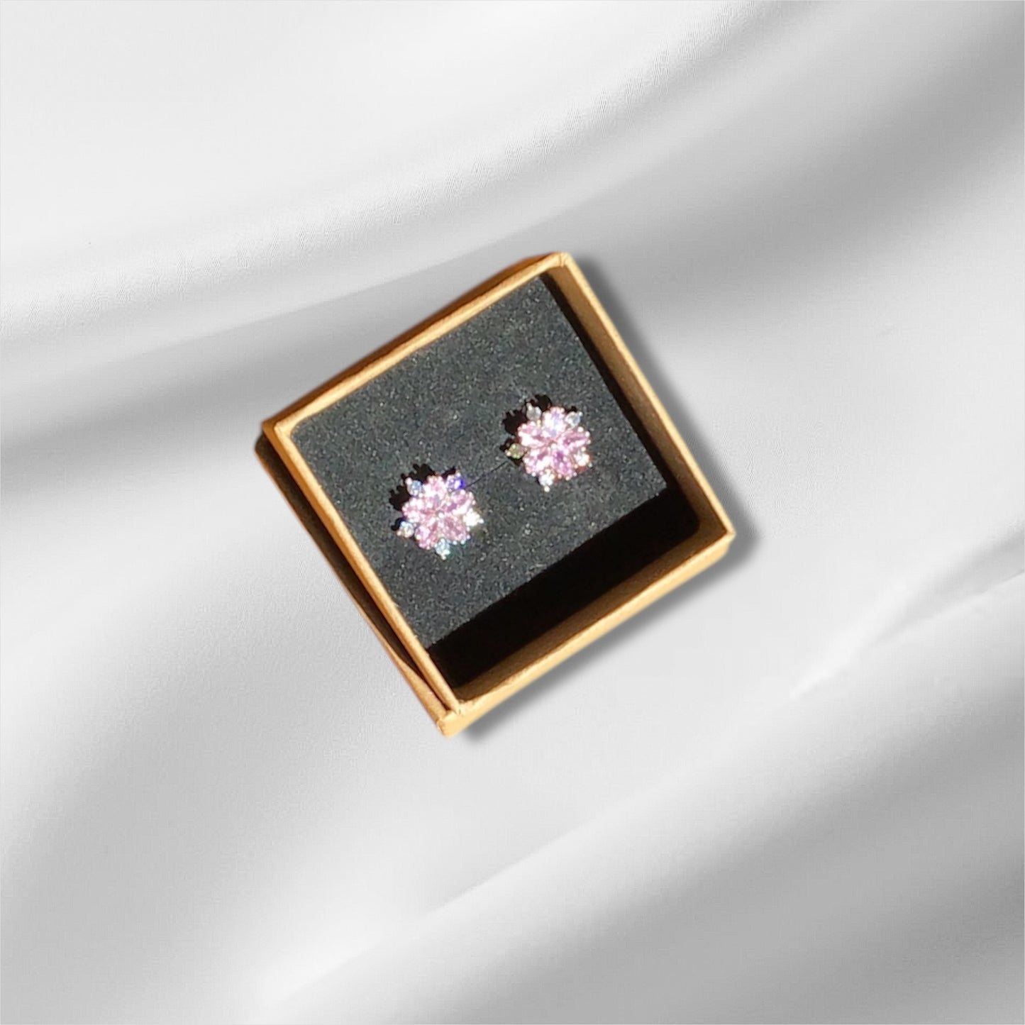 Pink Flower Stud Earrings