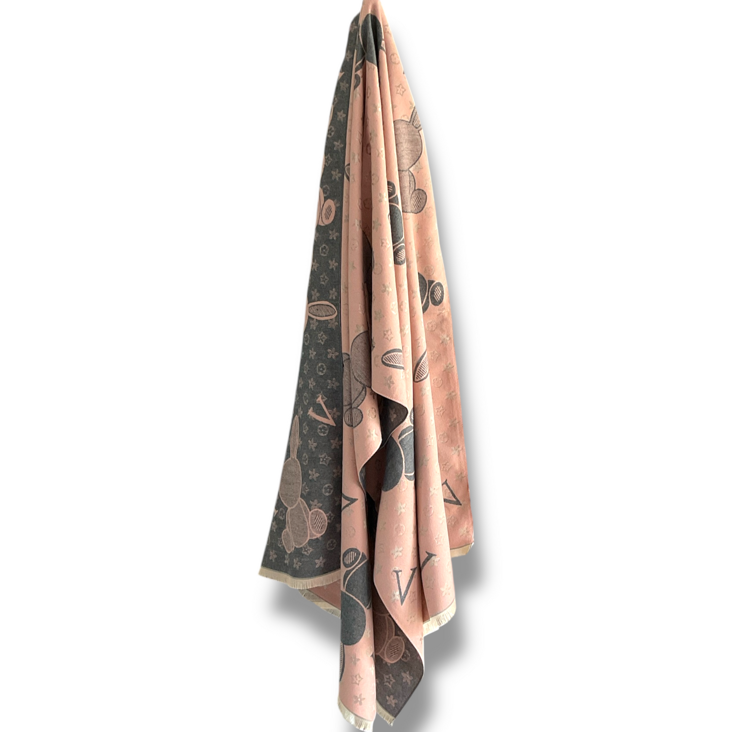 Wool Blend Scarf with Bunny & Clover Design