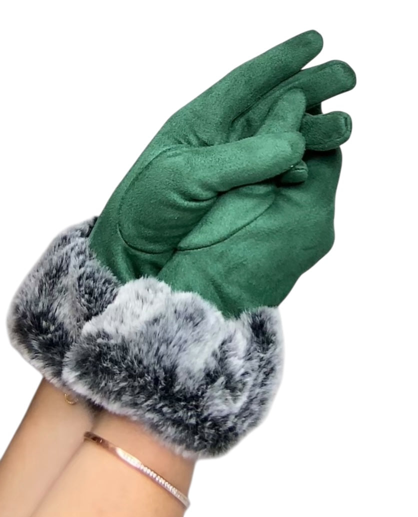 HAZEL. Elegant warm faux fur trim ladies gloves