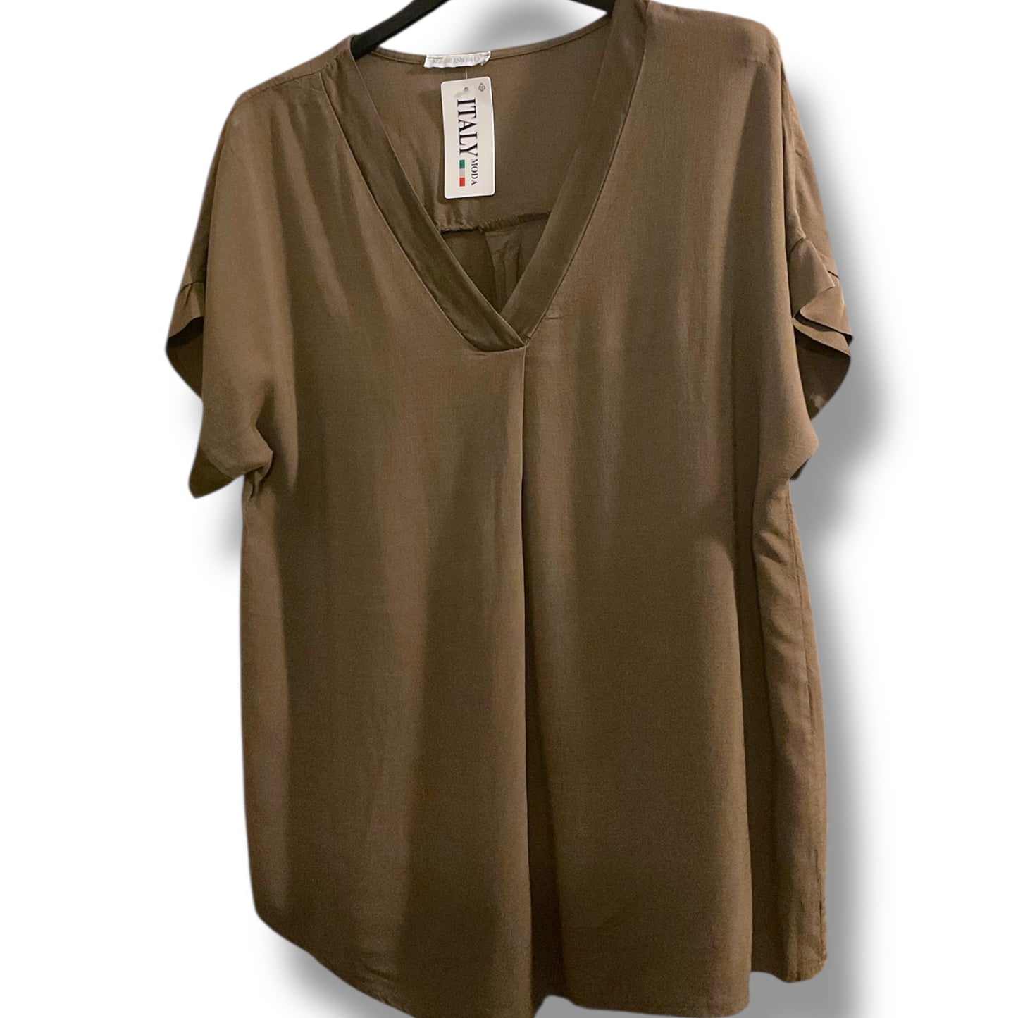 V-Neck Top with Satin Trim