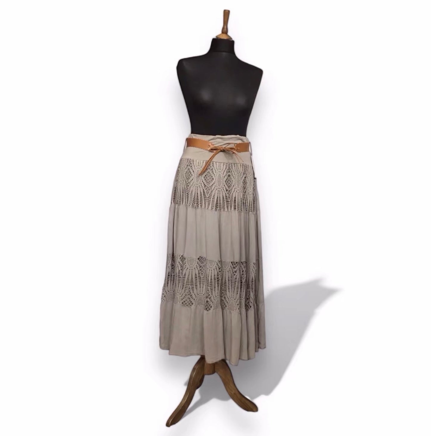 Patsy. Laser Cut Detail Skirt with Belt