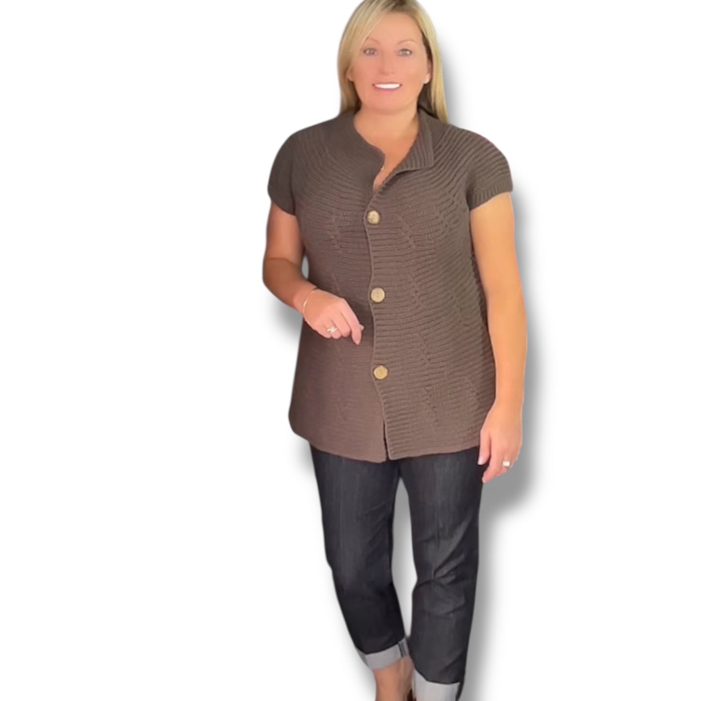 Chunky knit waistcoat with Buttons (Edith)
