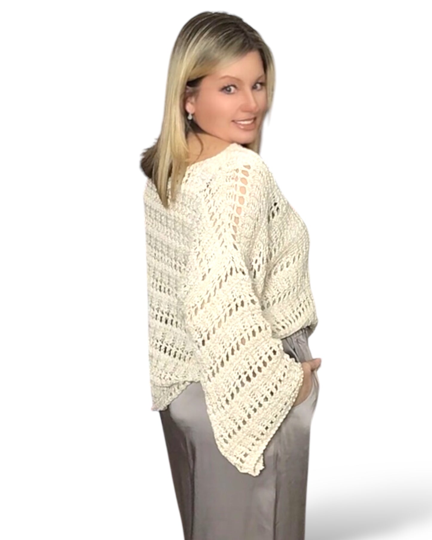 May. Crochet Bell Sleeve Jumper