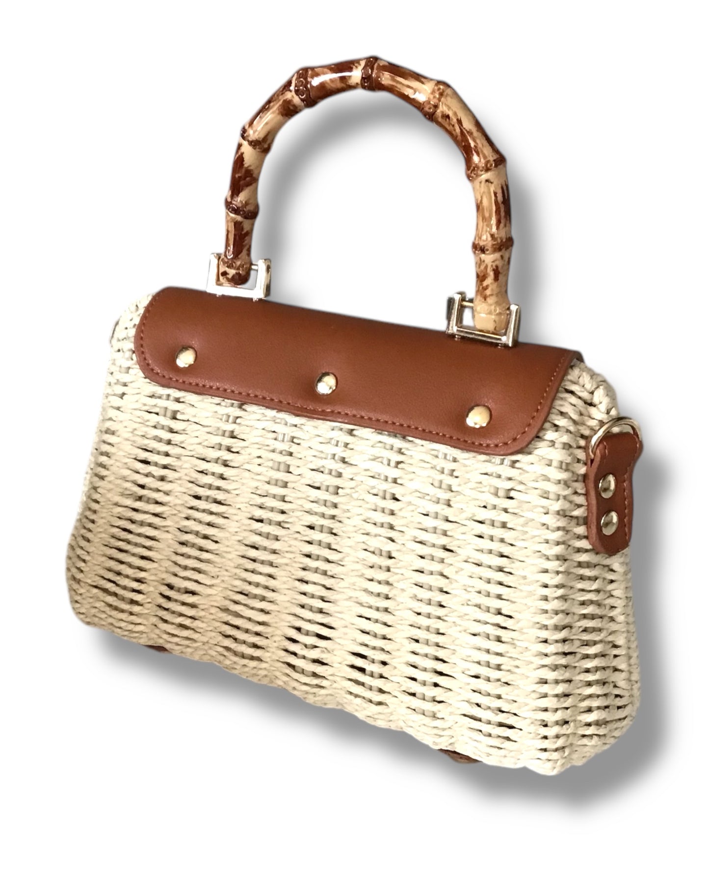 Charlie Bamboo Handle Basket Bag