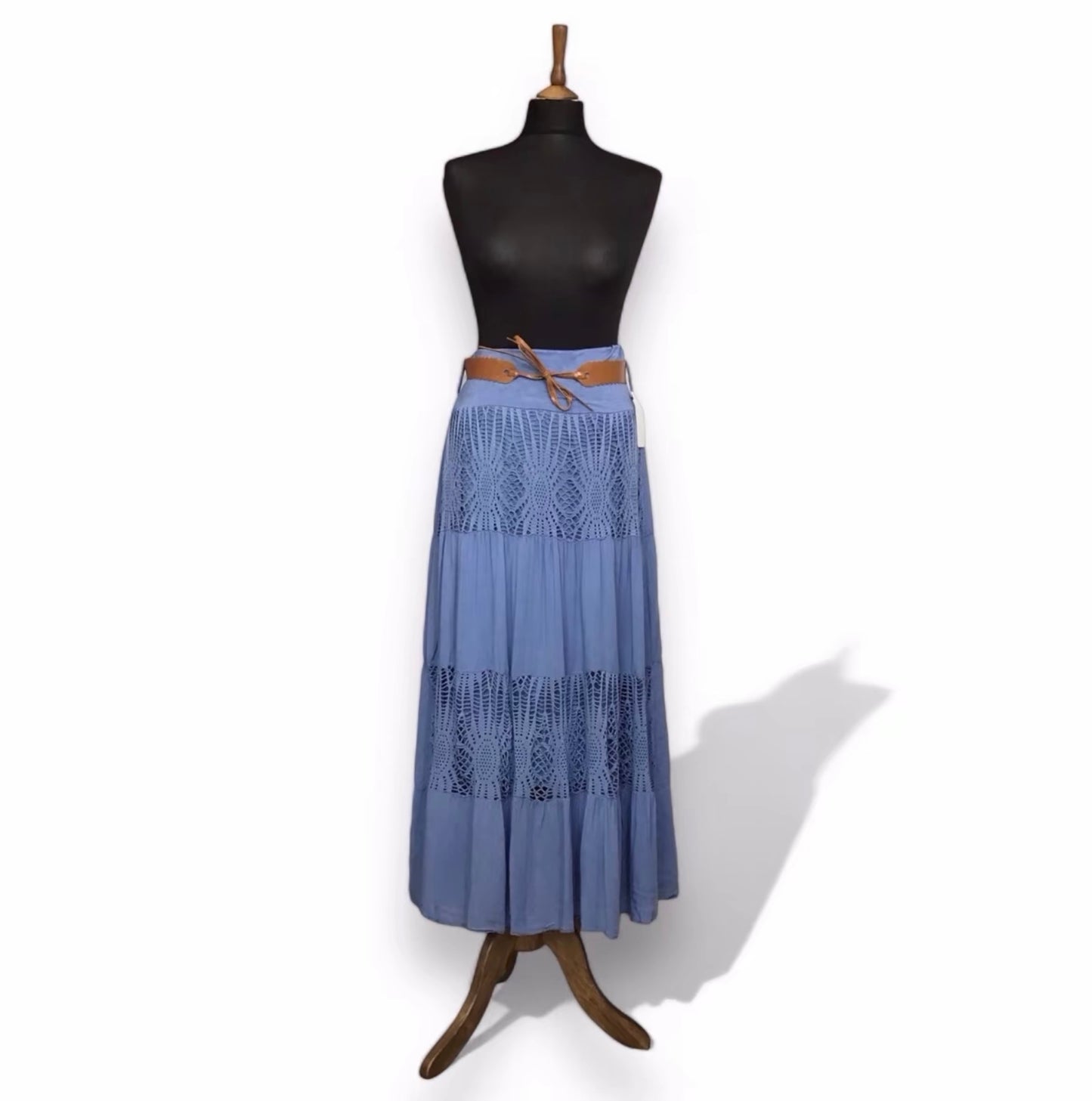 Patsy. Laser Cut Detail Skirt with Belt