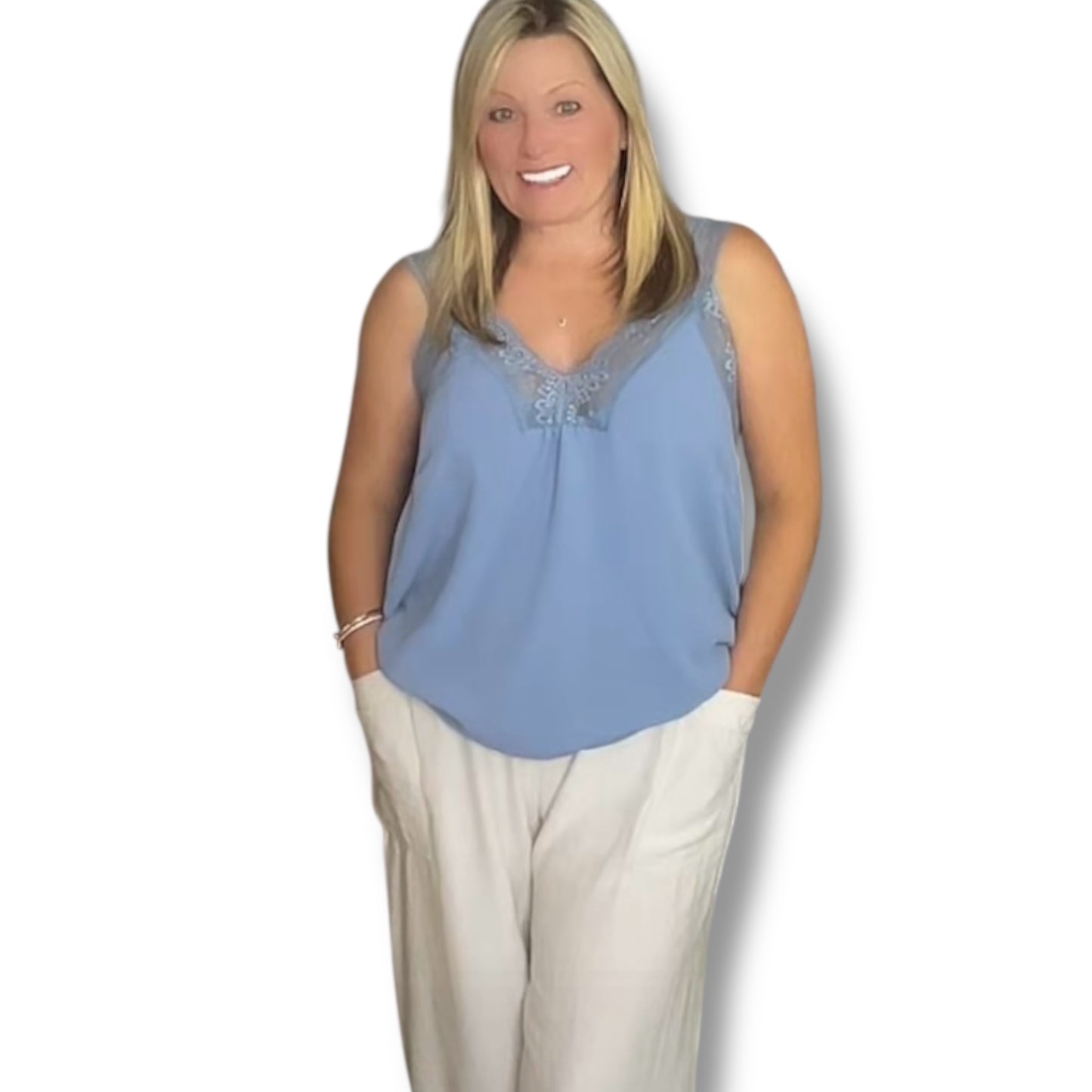 Lace Trim Vest Camisole Top (Tori)