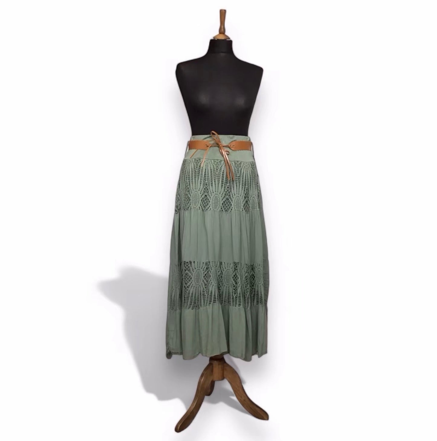 Patsy. Laser Cut Detail Skirt with Belt