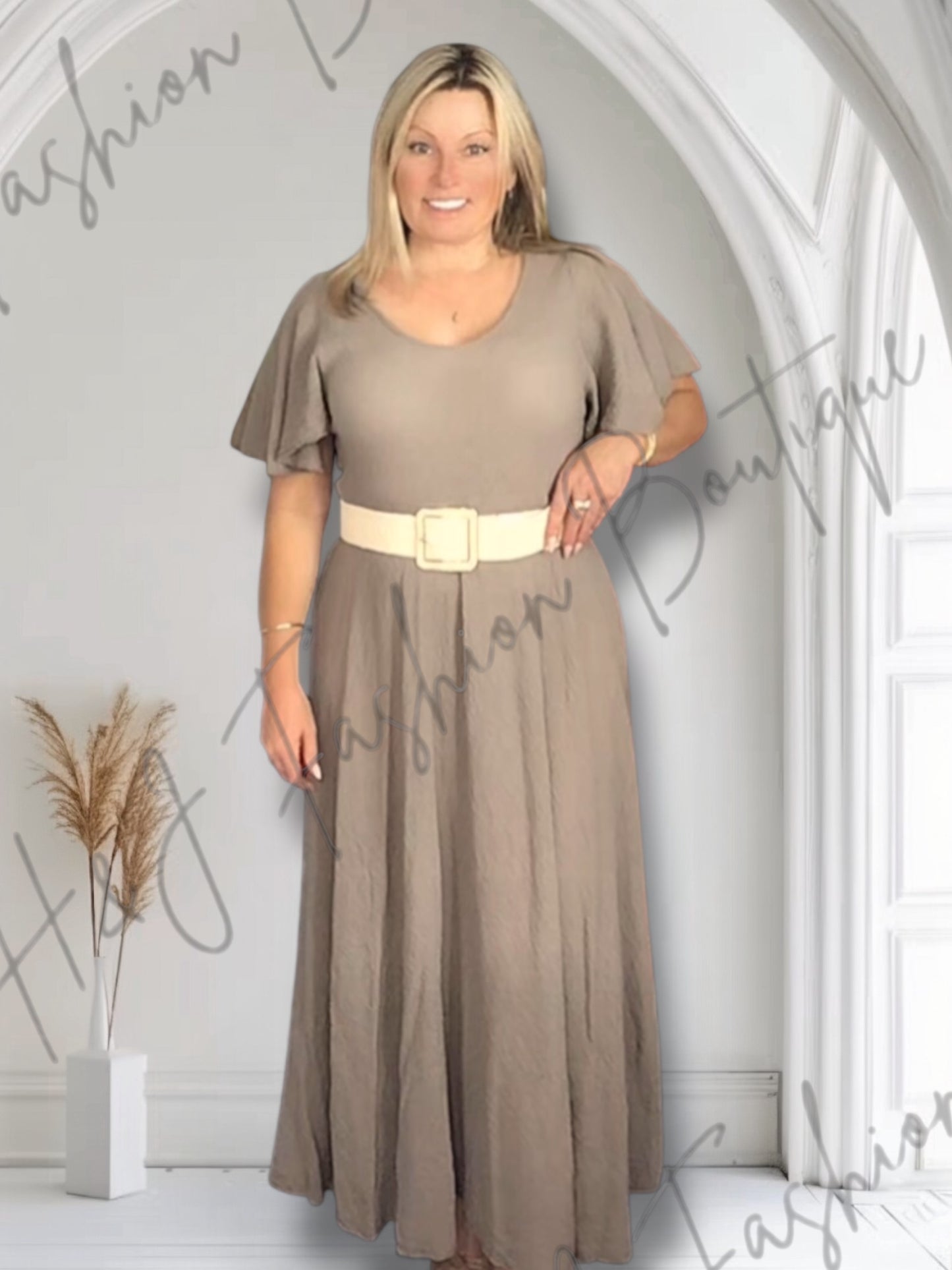 Harper Lightweight Flutter Sleeve MIDI Dress