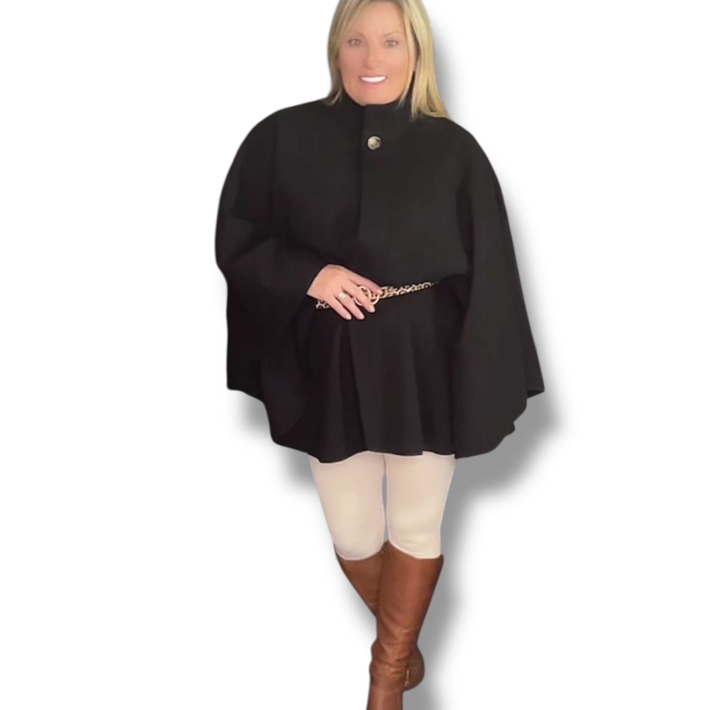 Cape with Animal Print Belt ( Maple)