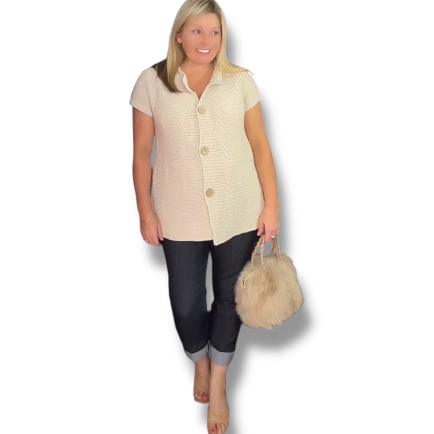 Chunky knit waistcoat with Buttons (Edith)