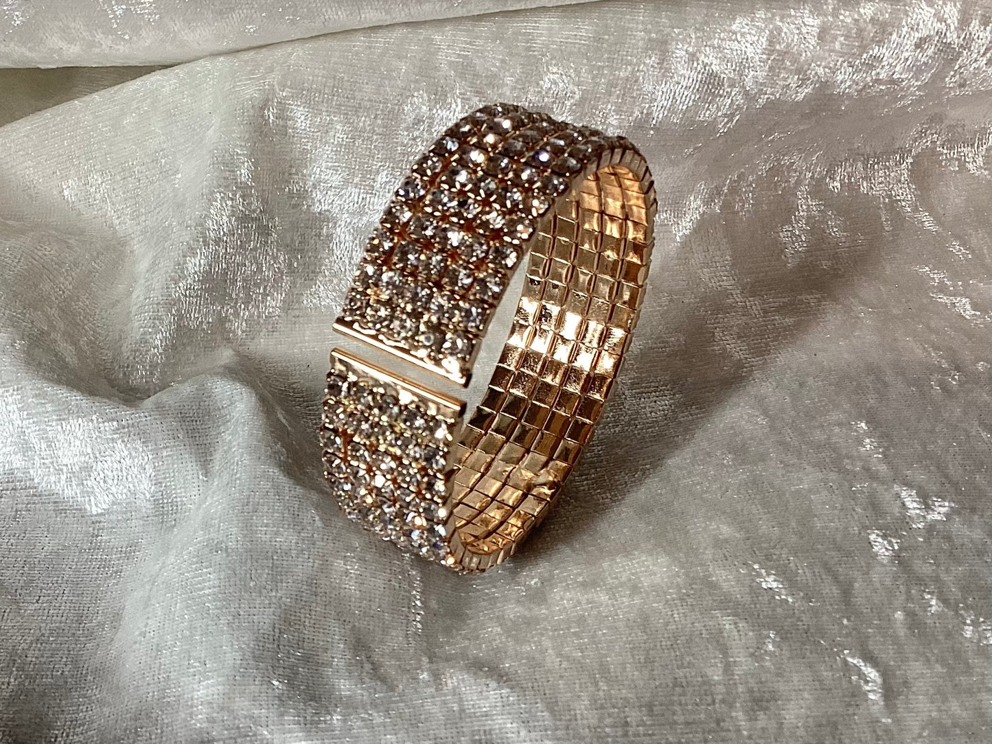 Crystal Rose. Sparkling Rose Gold Coloured Cuff