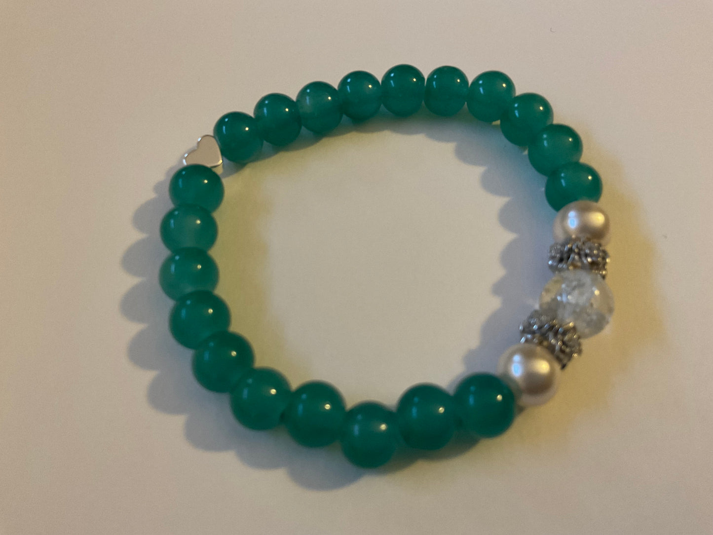 Soft Silver Rose Heart Bracelet