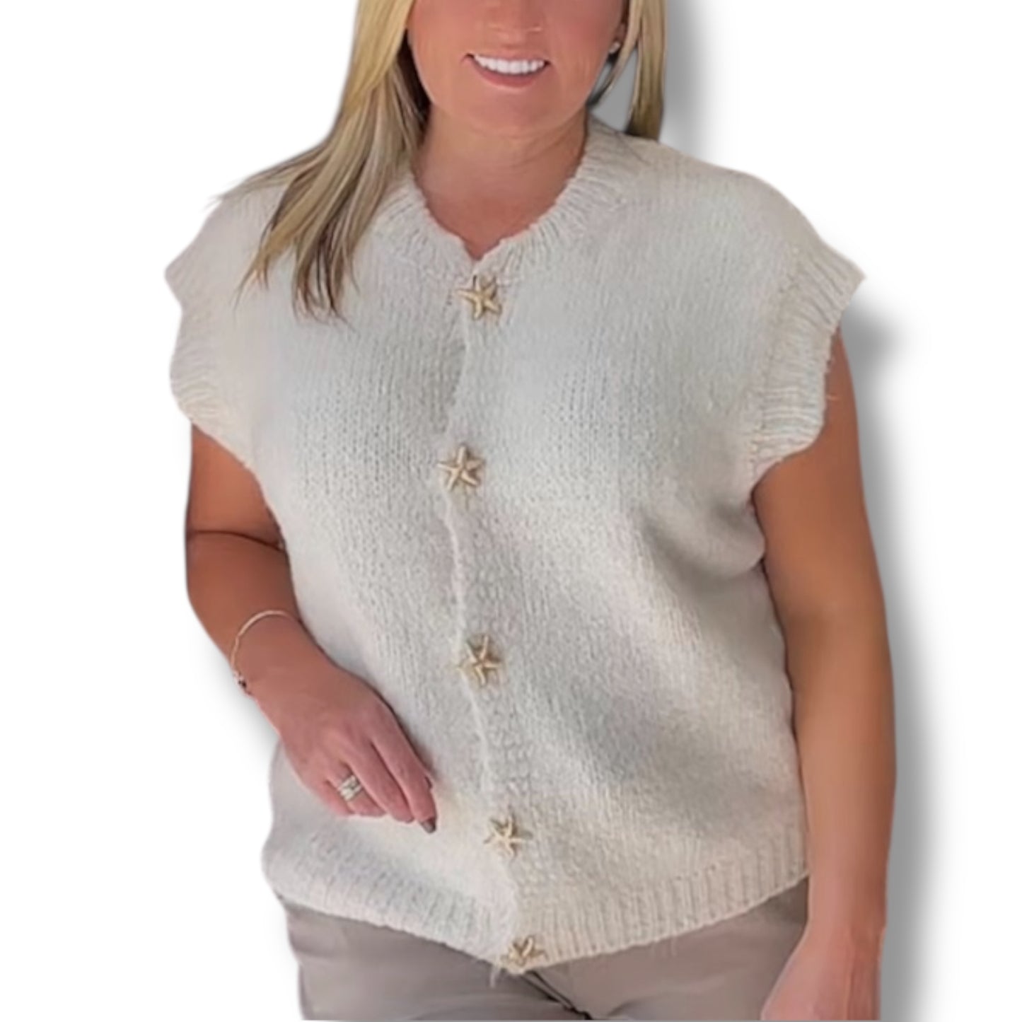 Soft Knit Starfish Button Waistcoat (Loulou)
