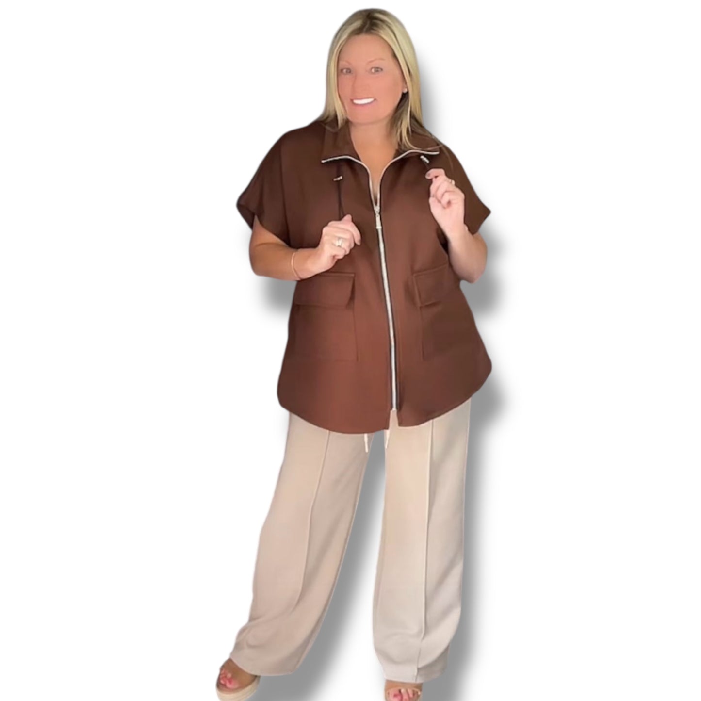 Rosemary Zip Front Short Sleeve Jacket