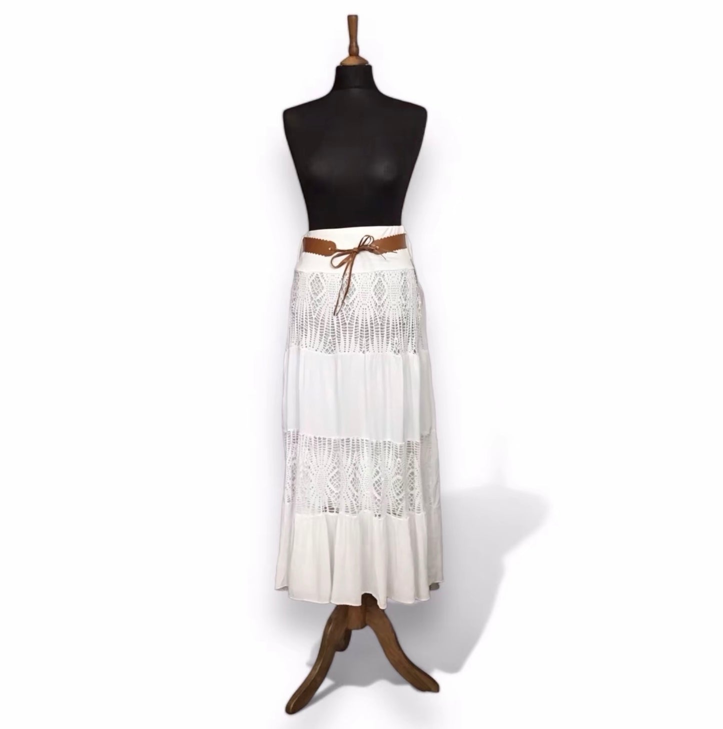 Patsy. Laser Cut Detail Skirt with Belt
