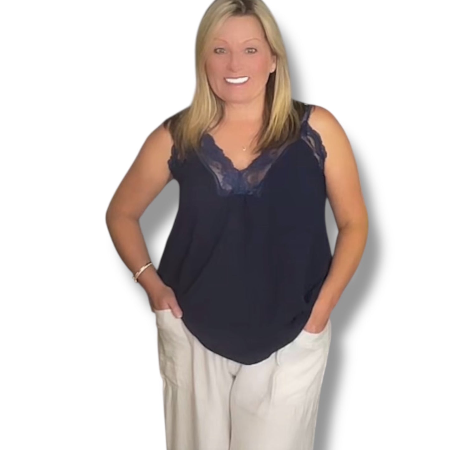 Lace Trim Vest Camisole Top (Tori)