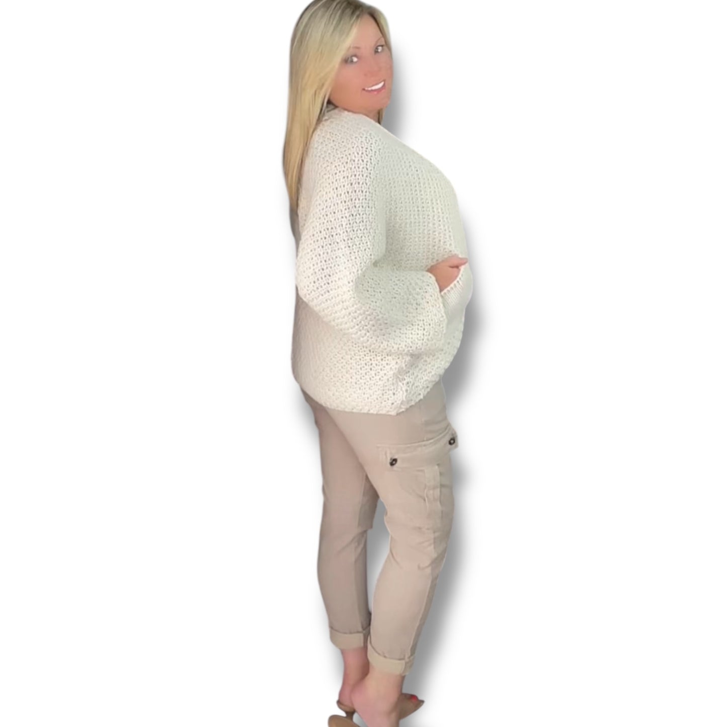 Waffle Knit Cardigan with Pockets (Martha)