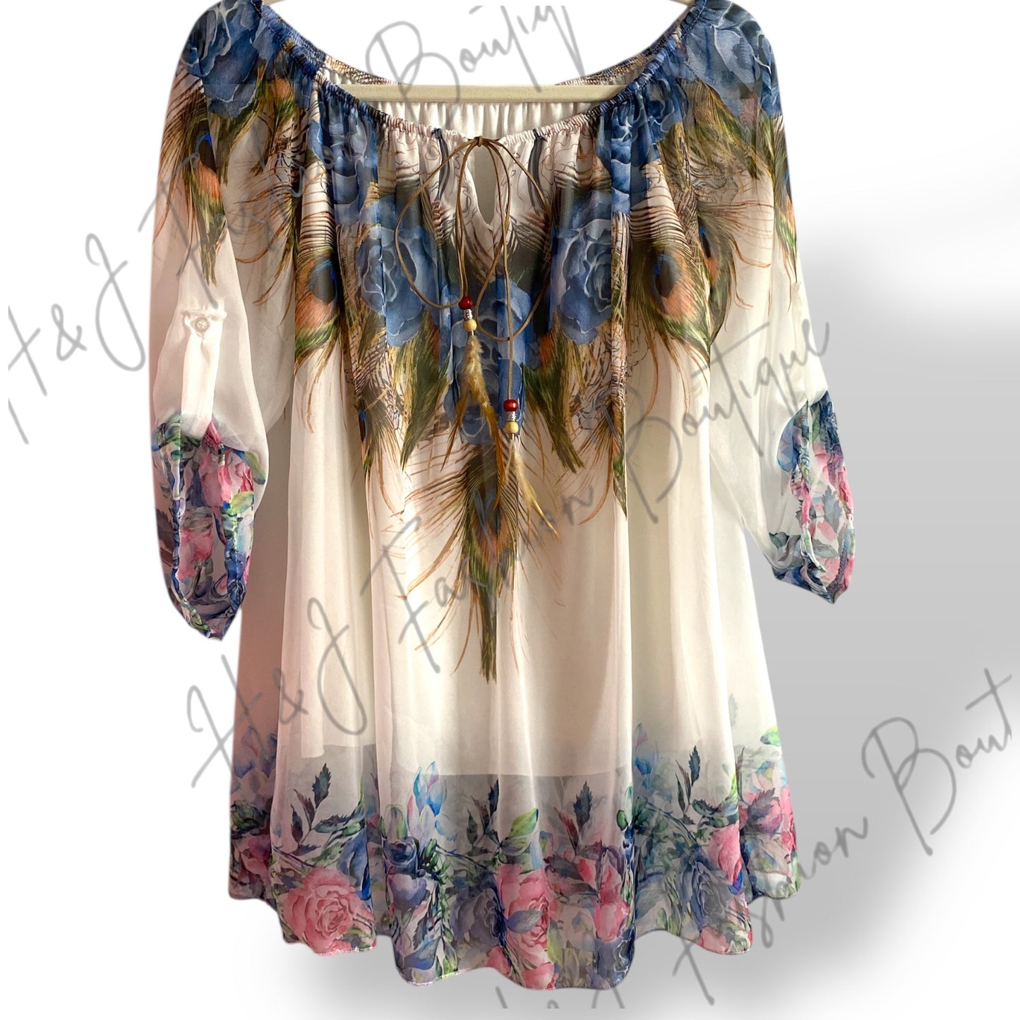 Josie. Peacock Chiffon Top
