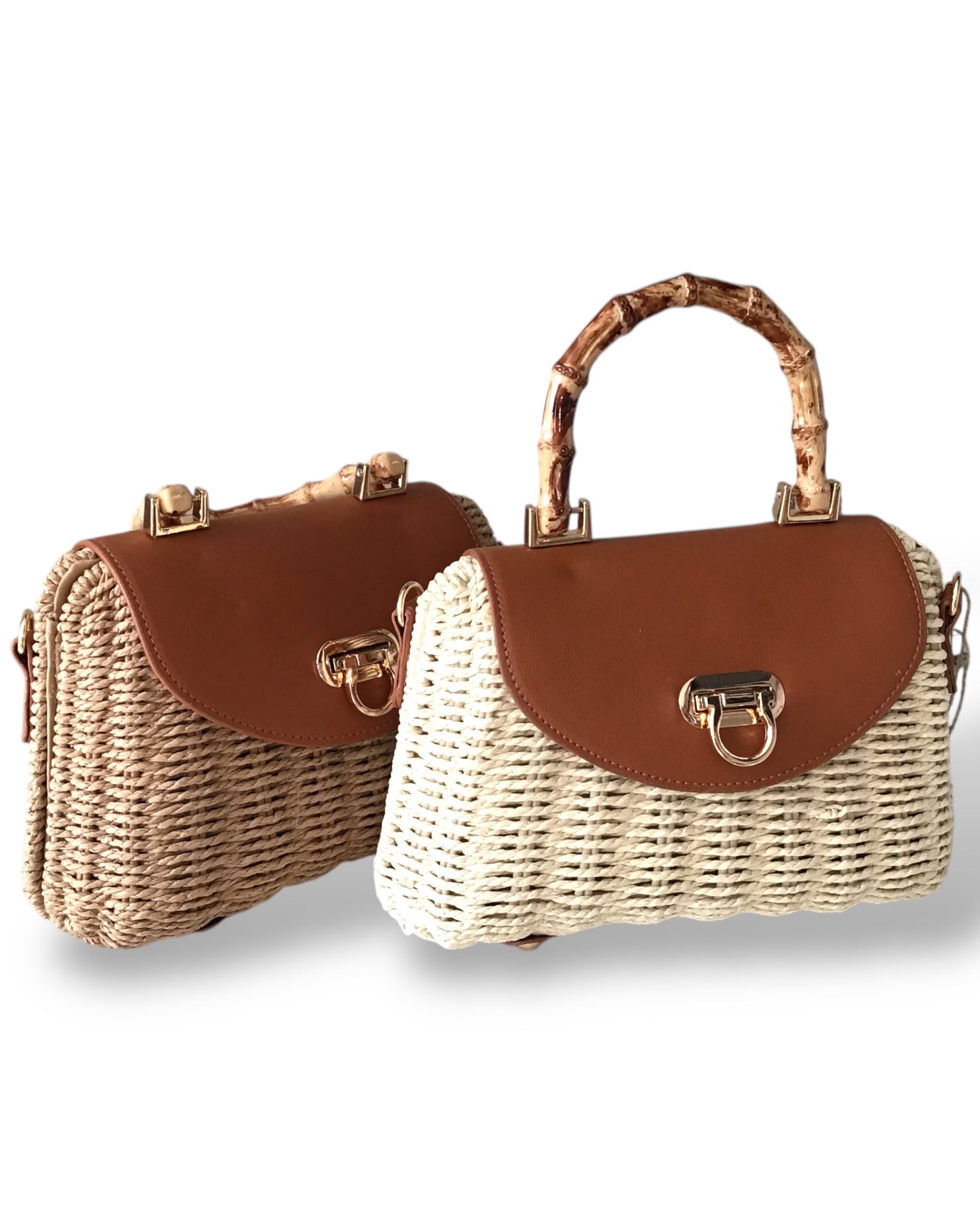 Charlie Bamboo Handle Basket Bag