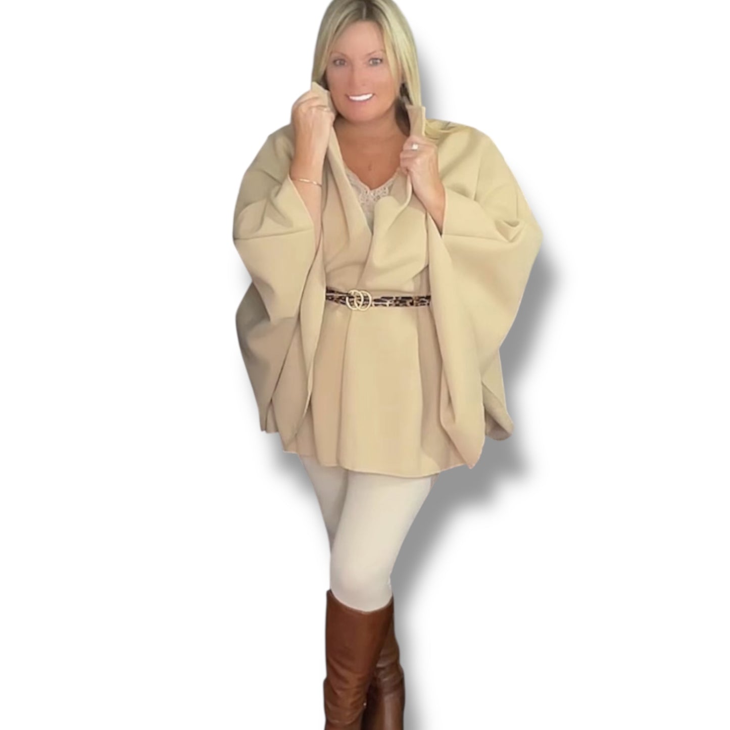Cape with Animal Print Belt ( Maple)