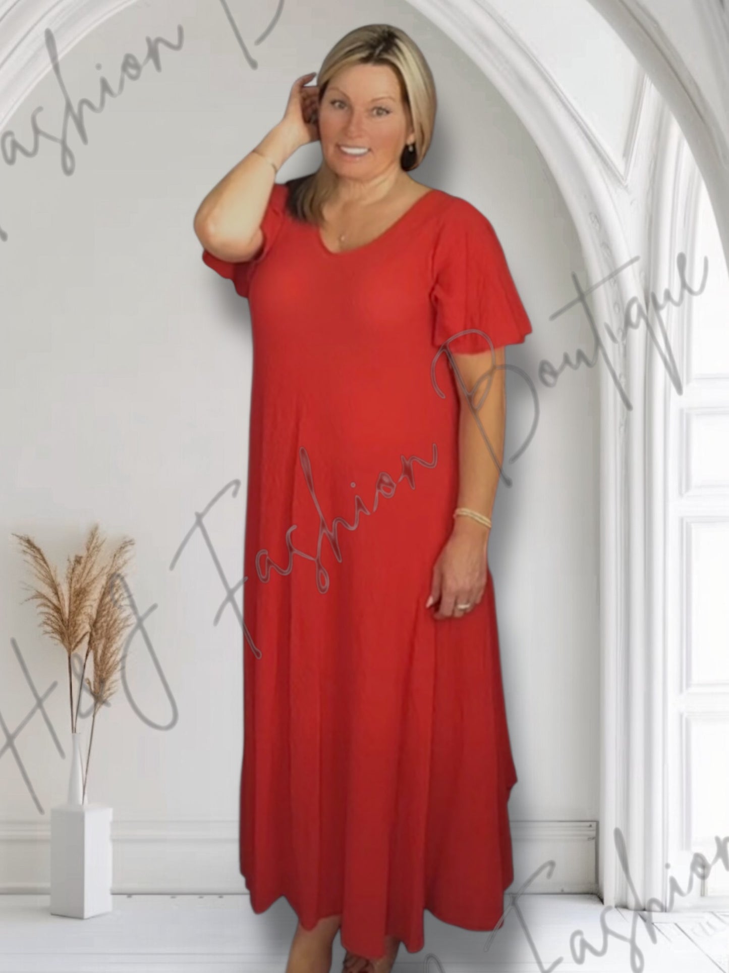 Harper Lightweight Flutter Sleeve MIDI Dress