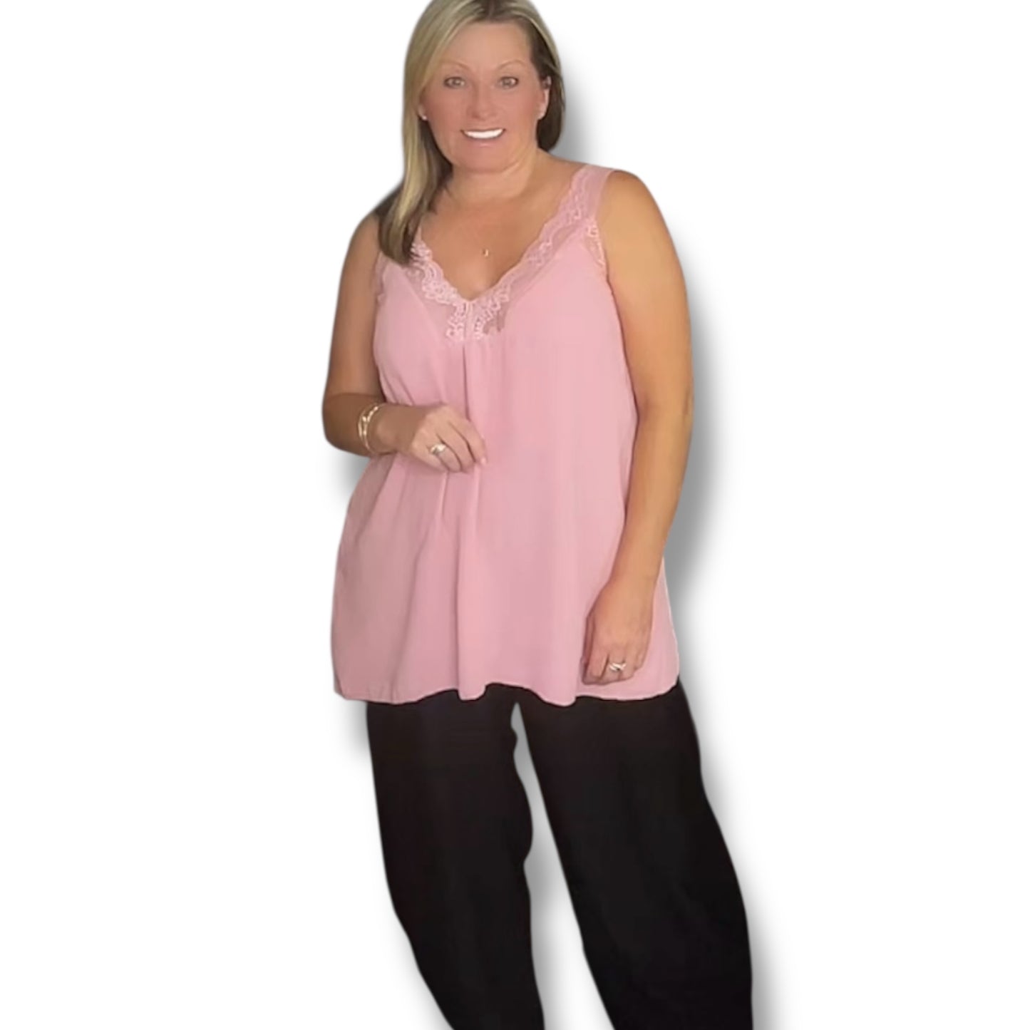 Lace Trim Vest Camisole Top (Tori)