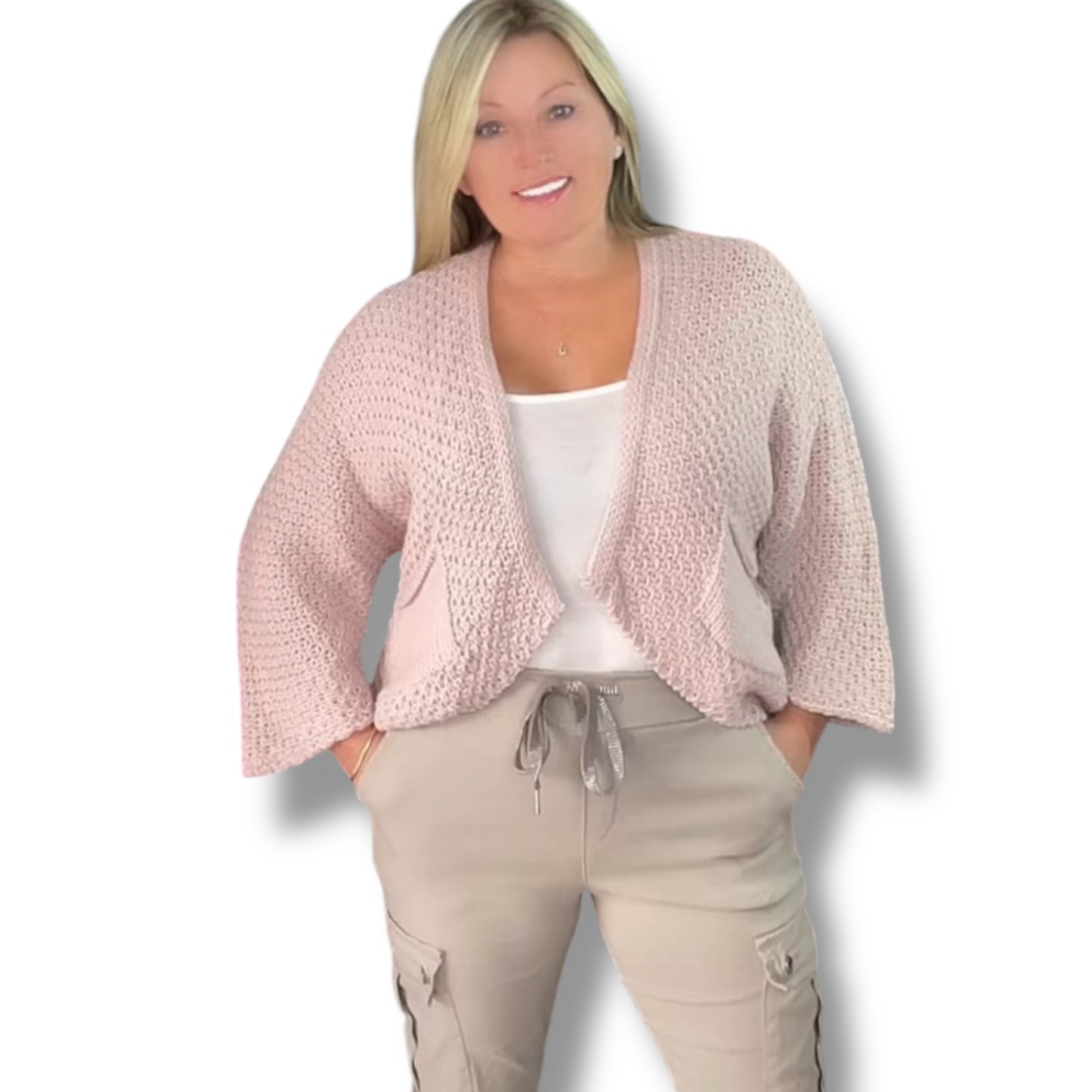 Waffle Knit Cardigan with Pockets (Martha)