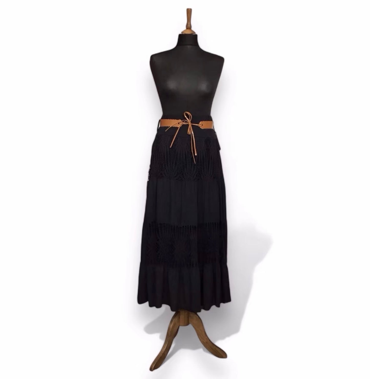 Patsy. Laser Cut Detail Skirt with Belt