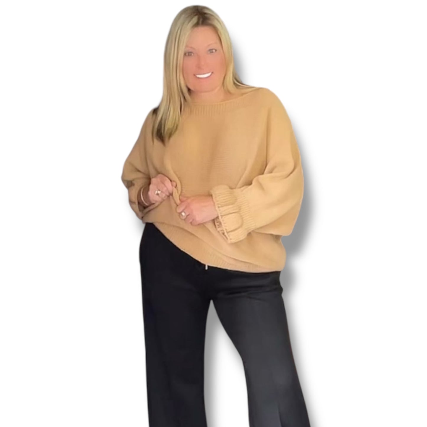Keyhole Ruffle Cuff Jumper
