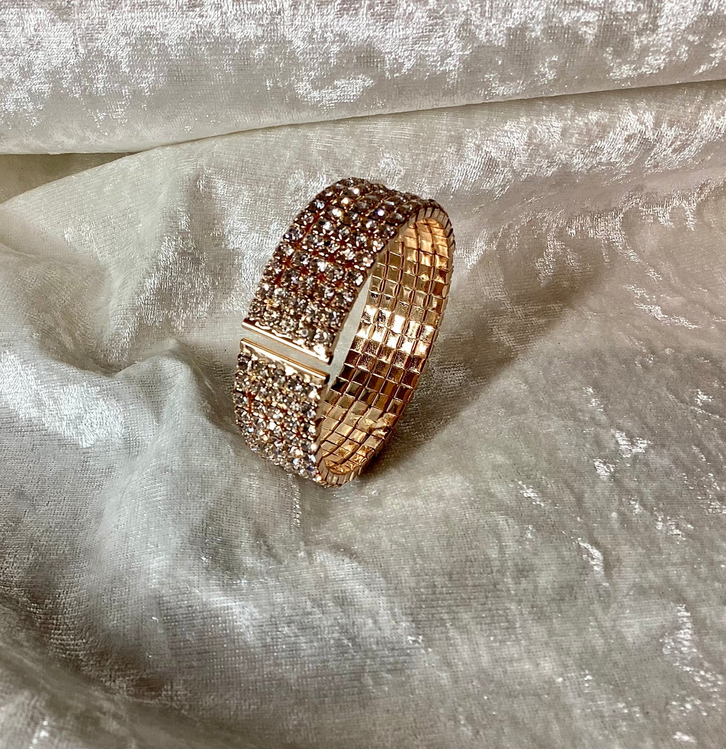 Crystal Rose. Sparkling Rose Gold Coloured Cuff