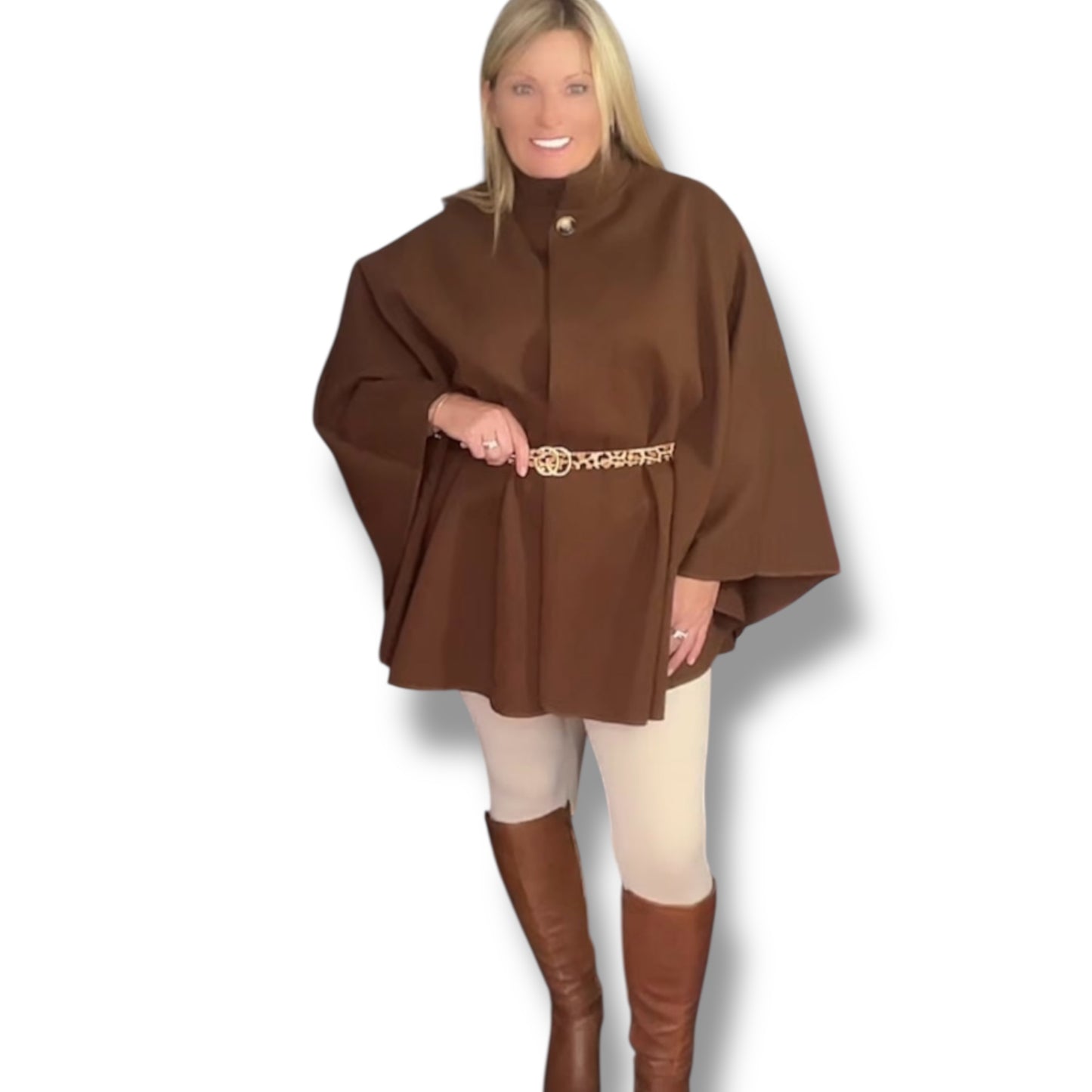 Cape with Animal Print Belt ( Maple)