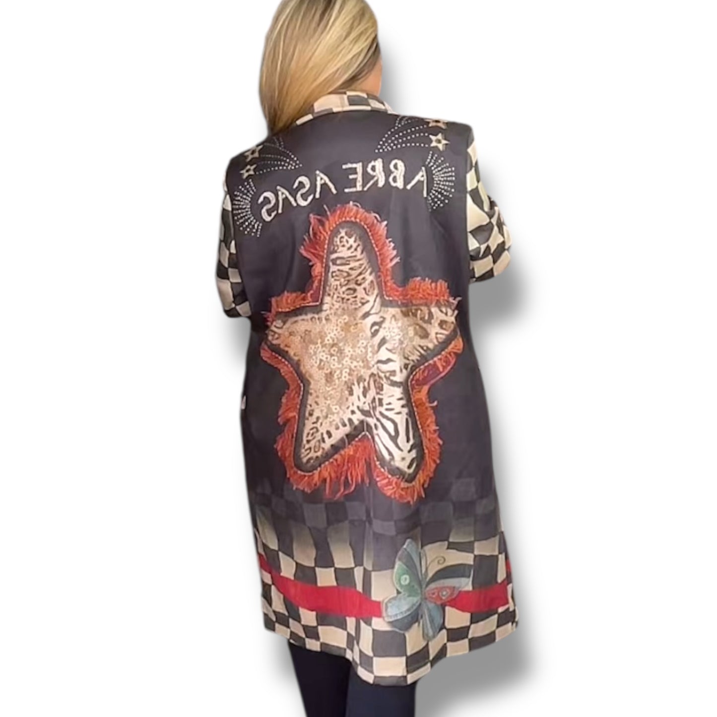 Alaya. Faux Suede Checkered Coat