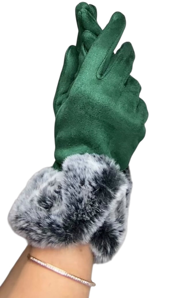 HAZEL. Elegant warm faux fur trim ladies gloves
