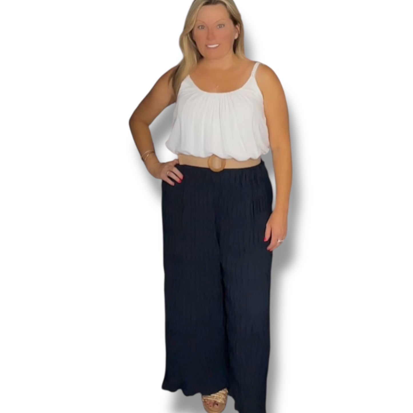 Carol. Wide Leg Trousers with Belt
