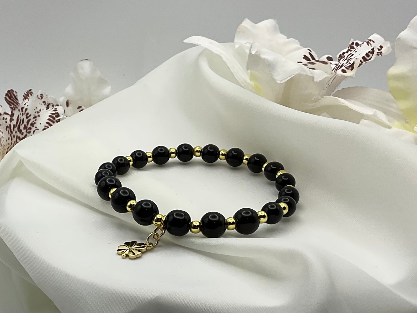 Black Beaded & Good Luck Charm